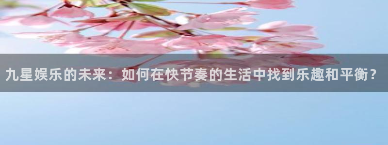 尊龙时凯体育平台登录入口：九星娱乐的未来：如何在快节奏的生活中找到乐趣和平衡？